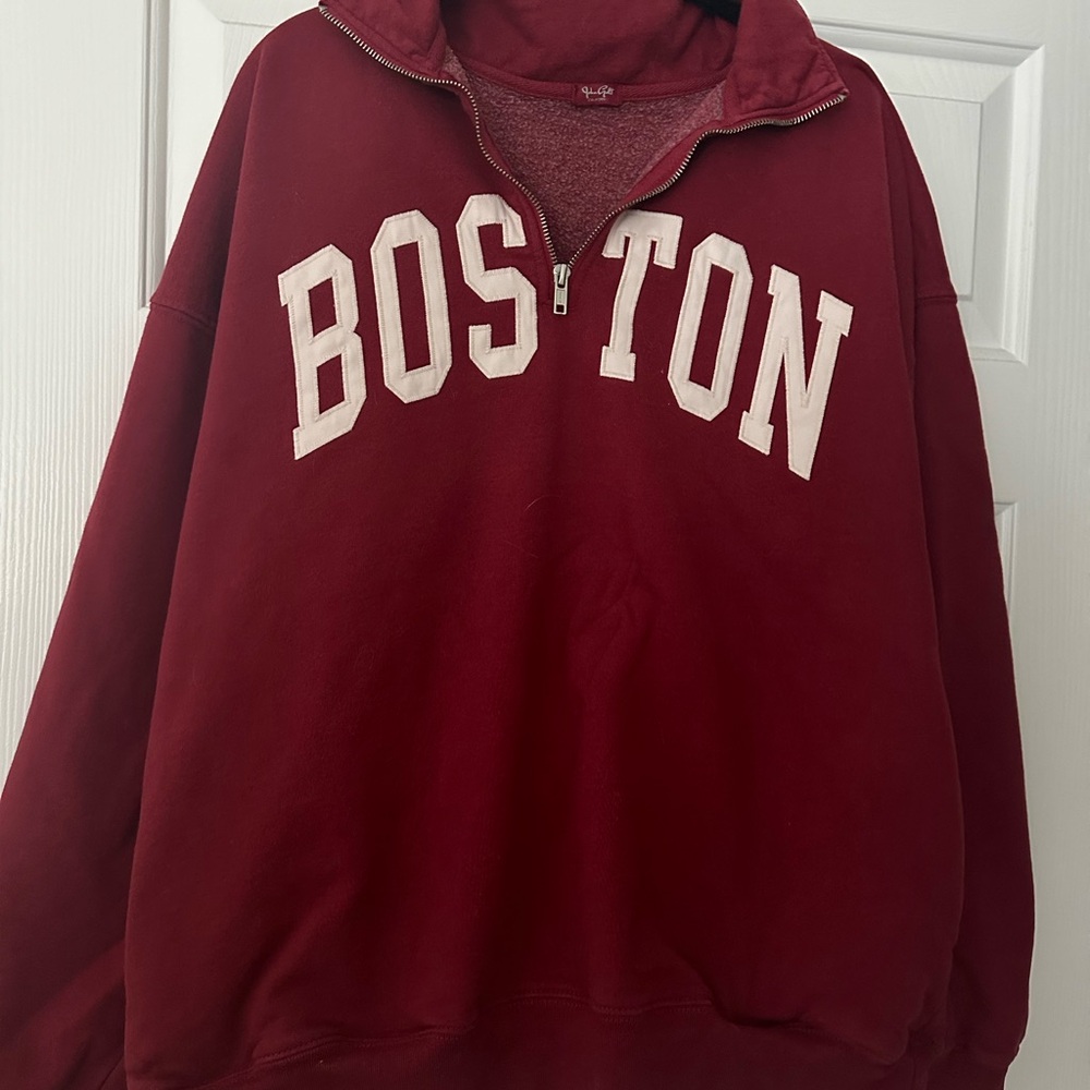 Boston Oversized Zip Up Sweatshirt